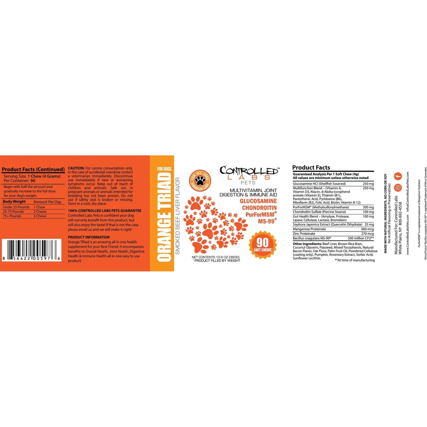 Controlled Labs Pets Orange TRIad Multivitamin Joint, Digestion & Immune Aid Smoked Beef Liver Flavor Soft Chews Dog Supplement, 90 Count 3 Controlled Labs Pets Orange TRIad Multivitamin Joint, Digestion & Immune Aid Smoked Beef Liver Flavor Soft Chews Dog Supplement, 90 Count - Image 3