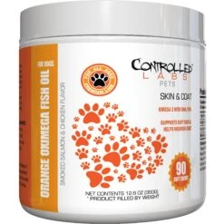 Controlled Labs Pets Orange Oximega Fish Oil Skin & Coat Support Smoked Salmon & Chicken Flavor Soft Chews Dog Supplement, 90 Count