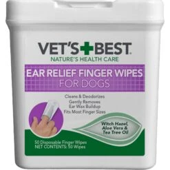 Vet's Best Ear Relief Finger Dog Wipes, 50 Count