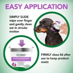 Vet's Best Ear Relief Finger Dog Wipes, 50 Count -Pet Wellness 263479 PT6. AC SS1800 V1657656520
