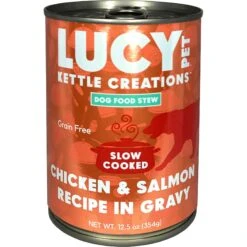 Lucy Pet Products Kettle Creations Chicken & Salmon Recipe In Gravy Wet Dog Food, 12.5-oz Can, Case Of 12
