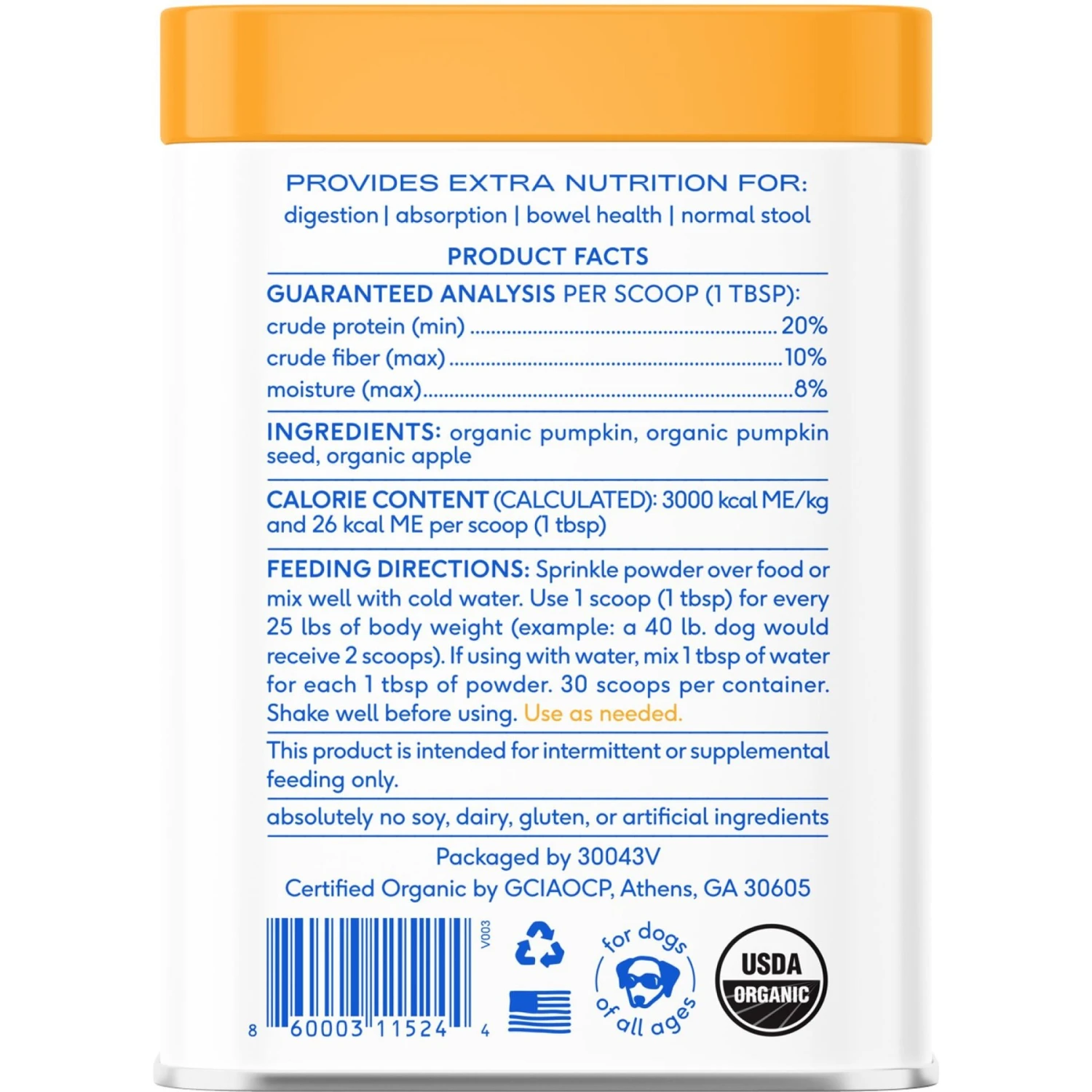 Native Pet Organic Pumpkin Fiber Powder Dog Supplement 2 Native Pet Organic Pumpkin Fiber Powder Dog Supplement - Image 2