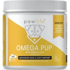 Pawlife Omega Pup Advanced Skin & Coat Support Salmon Flavor Soft Chews Dog Supplement, 120 Count