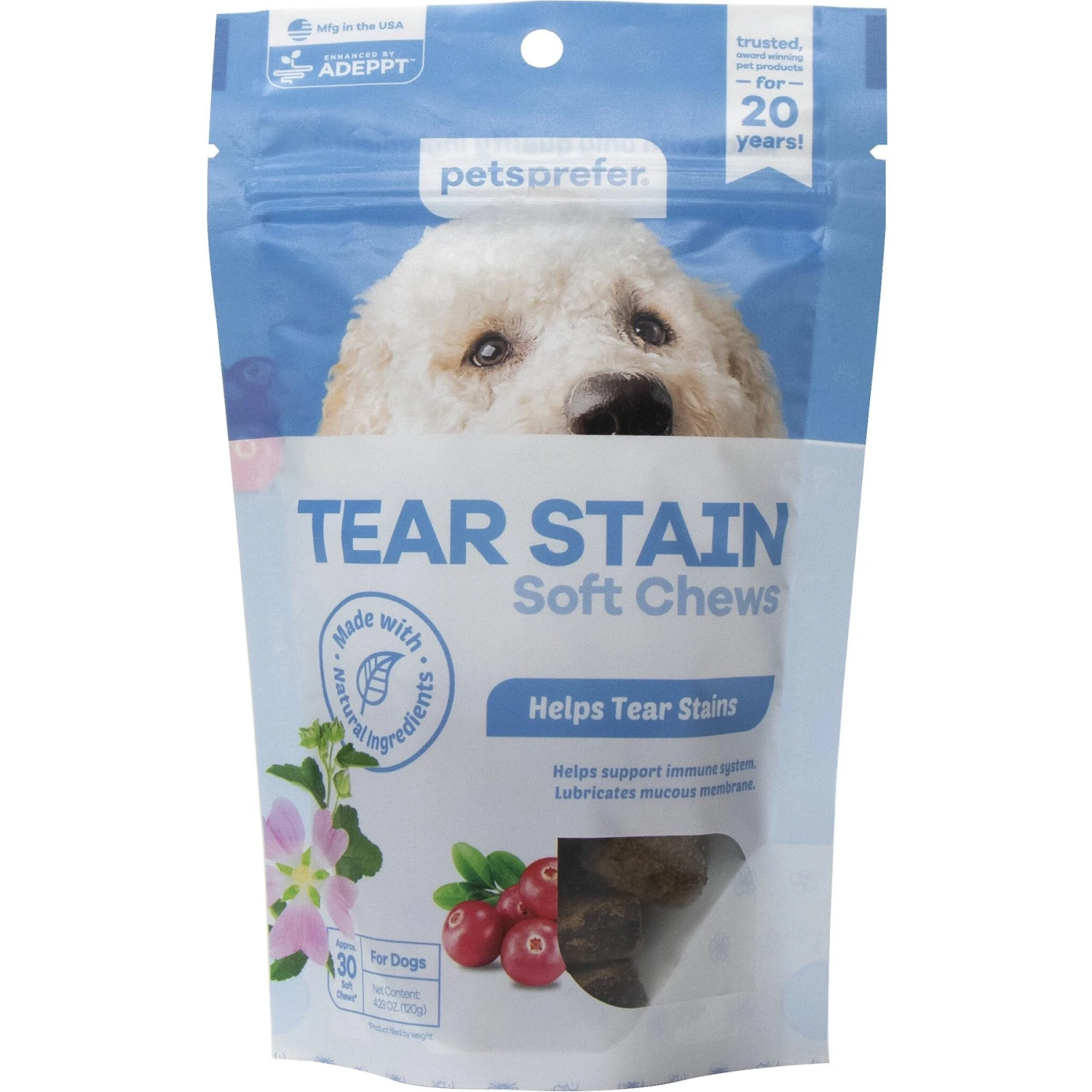 PetsPrefer Tear Stain Removal Pork Flavor Soft Chew Dog Supplement, 30 Count 1 PetsPrefer Tear Stain Removal Pork Flavor Soft Chew Dog Supplement, 30 Count