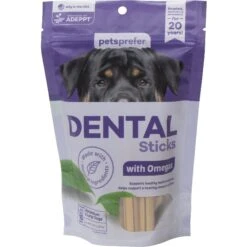 PetsPrefer Dental Sticks + Omegas Skin & Coat Health Chicken Flavor Soft Chew Dog Supplement, 10 Count