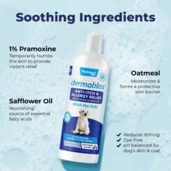 Vetnique Labs Dermabliss Medicated Anti-Itch & Allergy Relief Soothing Oatmeal Medicated Dog & Cat Shampoo, 16-oz Bottle -Pet Wellness 270598 PT3. AC SS1800 V1698092200