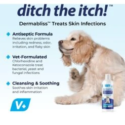 Vetnique Labs Dermabliss Medicated Shampoo Anti-Bacterial & Anti-Fungal Medicated Dog & Cat Shampoo, 16-oz Bottle -Pet Wellness 270600 PT2. AC SS1800 V1701881777