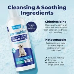 Vetnique Labs Dermabliss Medicated Shampoo Anti-Bacterial & Anti-Fungal Medicated Dog & Cat Shampoo, 16-oz Bottle -Pet Wellness 270600 PT3. AC SS1800 V1701881717
