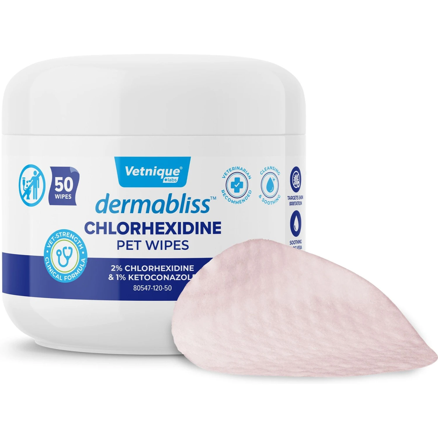 Vetnique Labs Dermabliss Medicated Skin Wipes Anti-Bacterial & Anti-Fungal Medicated Hot Spot & Skin Fold Dog & Cat Wipes, 50 Count 1 Vetnique Labs Dermabliss Medicated Skin Wipes Anti-Bacterial & Anti-Fungal Medicated Hot Spot & Skin Fold Dog & Cat Wipes, 50 Count