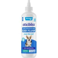 Vetnique Labs Oticbliss Ear Flush Cleaner Anti-Bacterial & Anti-Fungal Medicated Dog & Cat Ear Flush Antiseptic Rinse Cleanser
