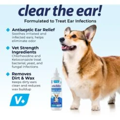 Vetnique Labs Oticbliss Ear Flush Cleaner Anti-Bacterial & Anti-Fungal Medicated Dog & Cat Ear Flush Antiseptic Rinse Cleanser -Pet Wellness 270604 PT2. AC SS1800 V1701882197