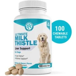 Wanderfound Pets Milk Thistle Liver Support Salmon & Bacon Flavor Dog Supplement, 100 Count