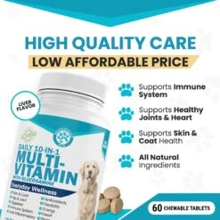 Wanderfound Pets 10-In-1 Multi-vitamin + Glucosamine Liver Flavor Dog Supplement -Pet Wellness 271474 PT5. AC SS1800 V1636473680