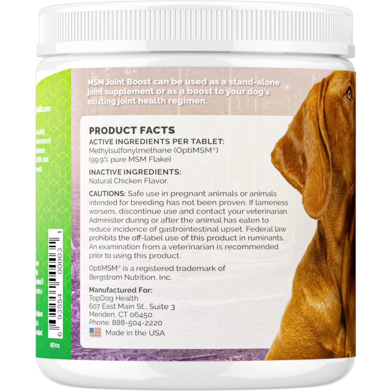 TopDog Health MSM Joint Boost Natural Chicken Flavor Powder Dog Supplement, 1-lb Jar 2 TopDog Health MSM Joint Boost Natural Chicken Flavor Powder Dog Supplement, 1-lb Jar - Image 2