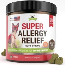Strawfield Pets Super Chews Allergy Relief With Colostrum & Probiotics Immune Support Soft Chews Dog Supplement, 90 Count