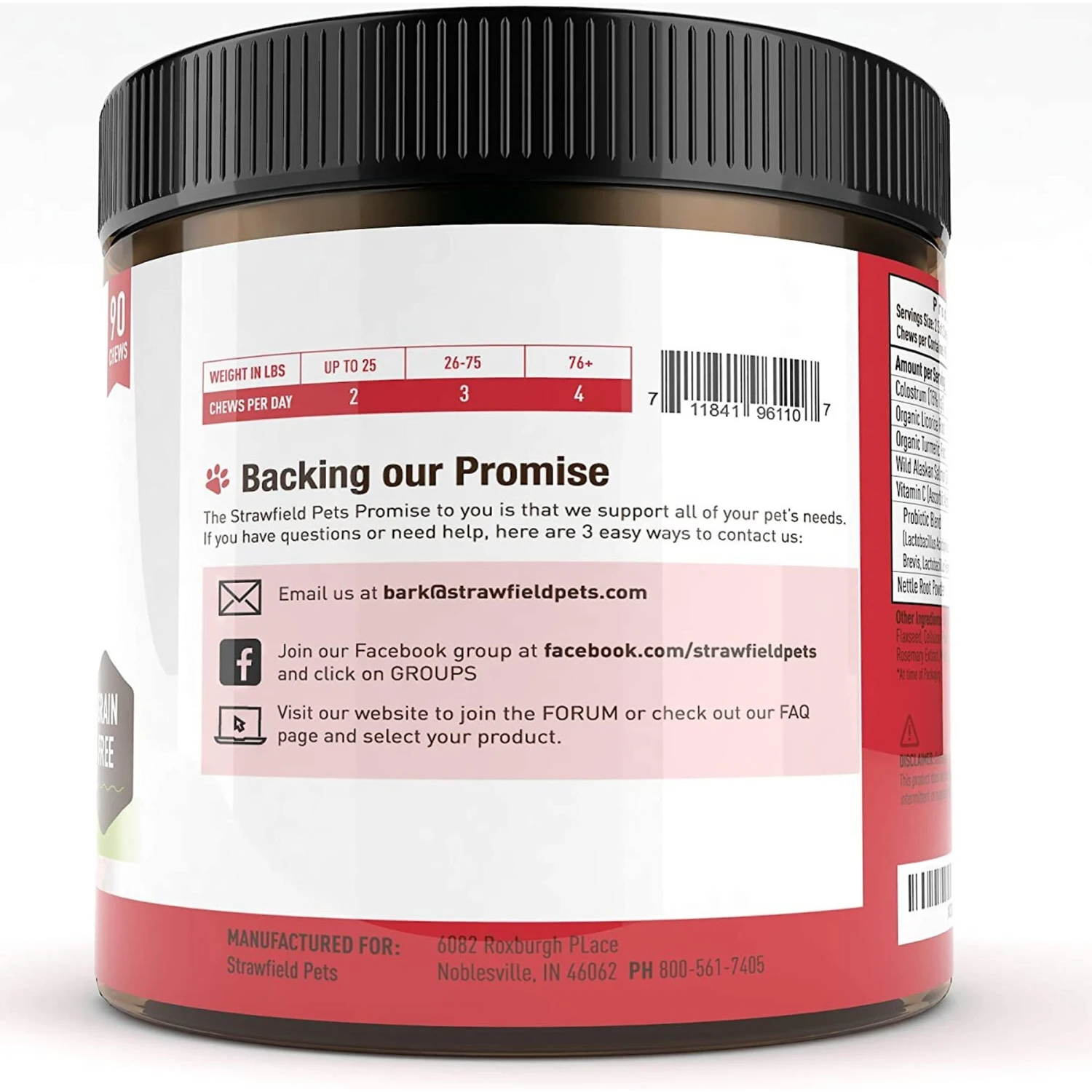 Strawfield Pets Super Chews Allergy Relief With Colostrum & Probiotics Immune Support Soft Chews Dog Supplement, 90 Count 2 Strawfield Pets Super Chews Allergy Relief With Colostrum & Probiotics Immune Support Soft Chews Dog Supplement, 90 Count - Image 2