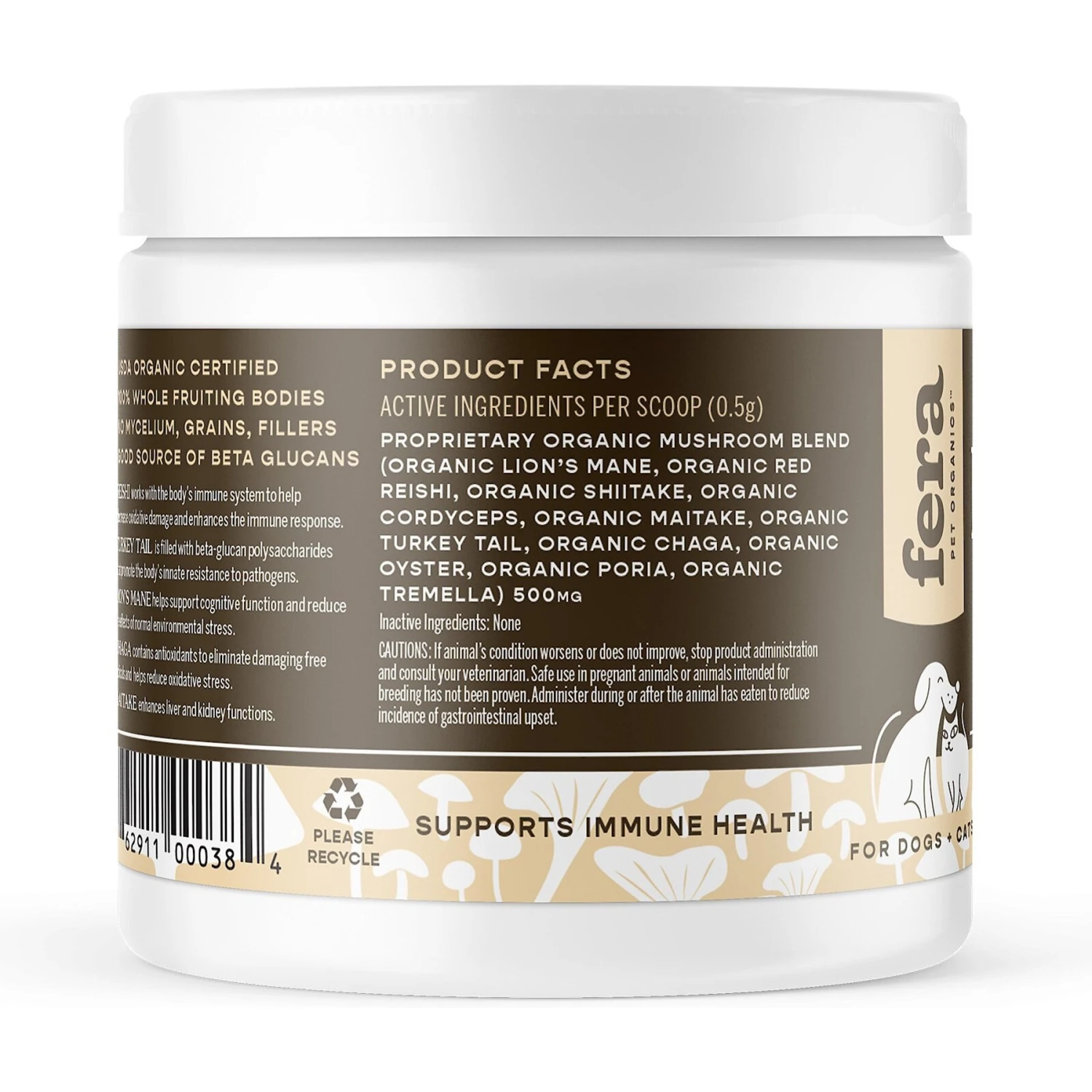 Fera Pet Organics Mushroom Immune Support Dog & Cat Supplement 2 Fera Pet Organics Mushroom Immune Support Dog & Cat Supplement - Image 2