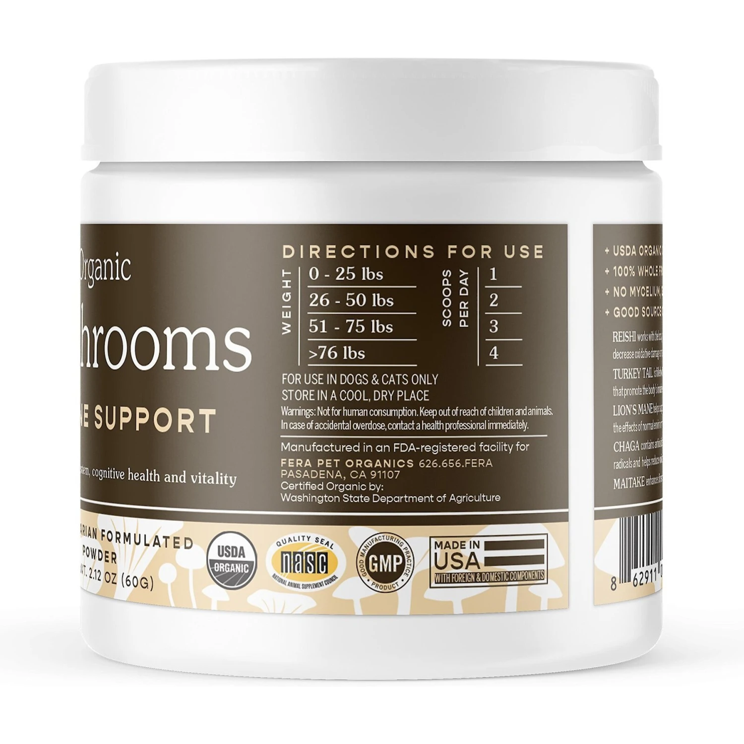 Fera Pet Organics Mushroom Immune Support Dog & Cat Supplement 3 Fera Pet Organics Mushroom Immune Support Dog & Cat Supplement - Image 3