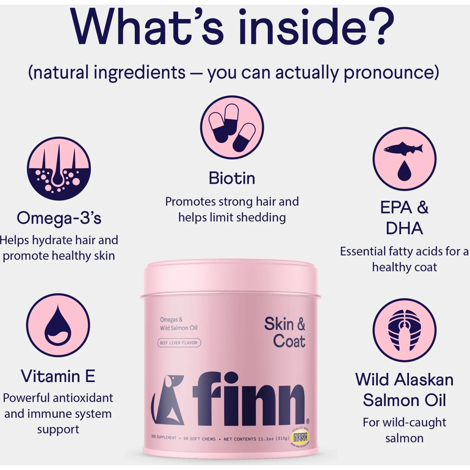 Finn Skin & Coat Wild Alaskan Salmon Oil Dog Supplement, 90 Count 5 Finn Skin & Coat Wild Alaskan Salmon Oil Dog Supplement, 90 Count - Image 5