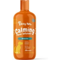 Zesty Paws Calming Flavor Infusions Fish Oil Chicken Flavored Liquid Topper Composure Supplement For Dogs