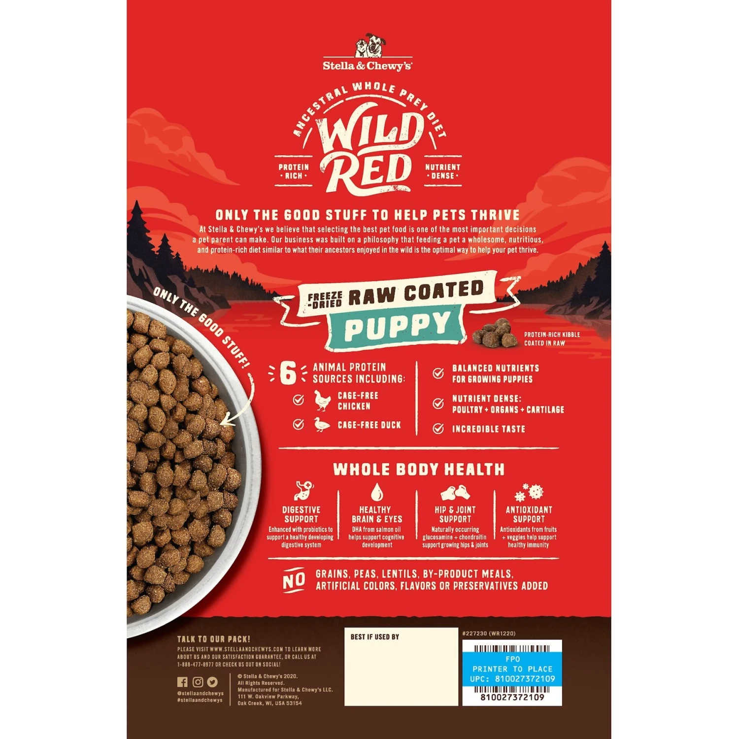 Stella & Chewy's Wild Red Raw Coated Kibble Puppy Grain-Free Prairie Recipe Dry Dog Food 2 Stella & Chewy's Wild Red Raw Coated Kibble Puppy Grain-Free Prairie Recipe Dry Dog Food - Image 2