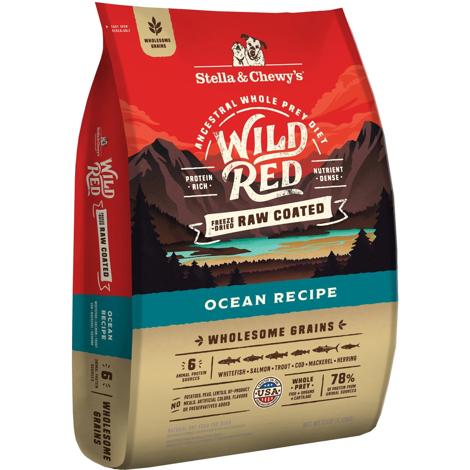 Stella & Chewy's Wild Red Raw Coated Kibble Wholesome Grains Ocean Recipe Dry Dog Food 1 Stella & Chewy's Wild Red Raw Coated Kibble Wholesome Grains Ocean Recipe Dry Dog Food