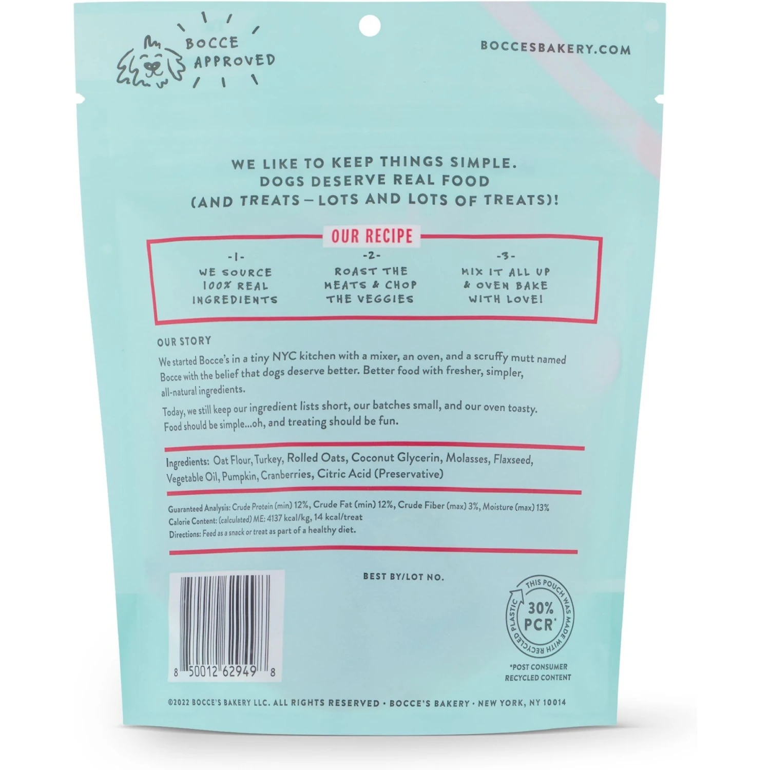 Bocce's Bakery Holiday Feast Turkey, Pumpkin & Cranberry Recipe Soft & Chewy Dog Treats, 6-oz Bag 2 Bocce's Bakery Holiday Feast Turkey, Pumpkin & Cranberry Recipe Soft & Chewy Dog Treats, 6-oz Bag - Image 2