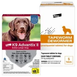 K9 Advantix II Flea & Tick Spot Treatment For Dogs, Over 55 Lbs & Elanco Dewormer For Tapeworms For Dogs