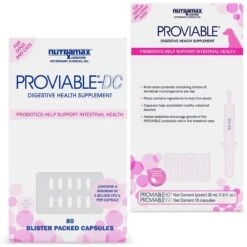 Nutramax Proviable Probiotics & Prebiotics Capsules Digestive Supplement For Cats & Dogs & Nutramax Proviable Paste & Capsules Digestive Supplement Kit