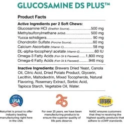 NaturVet Moderate Care Glucosamine DS Plus Soft Chews Joint Supplement For Cats & Dogs -Pet Wellness 294355 PT4. AC SS1800 V1675894732