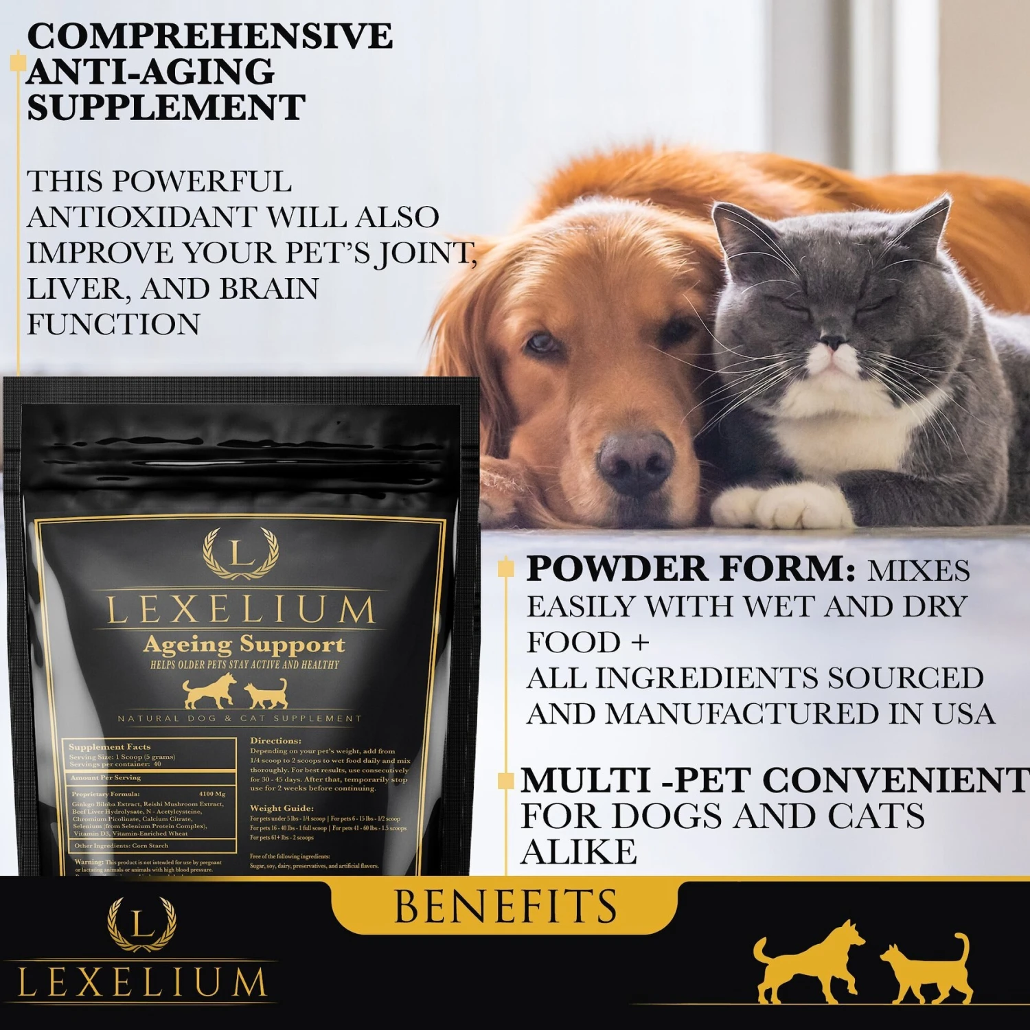 Lexelium Ageing Support Dog & Cat Supplement, 7-oz Bag 2 Lexelium Ageing Support Dog & Cat Supplement, 7-oz Bag - Image 2
