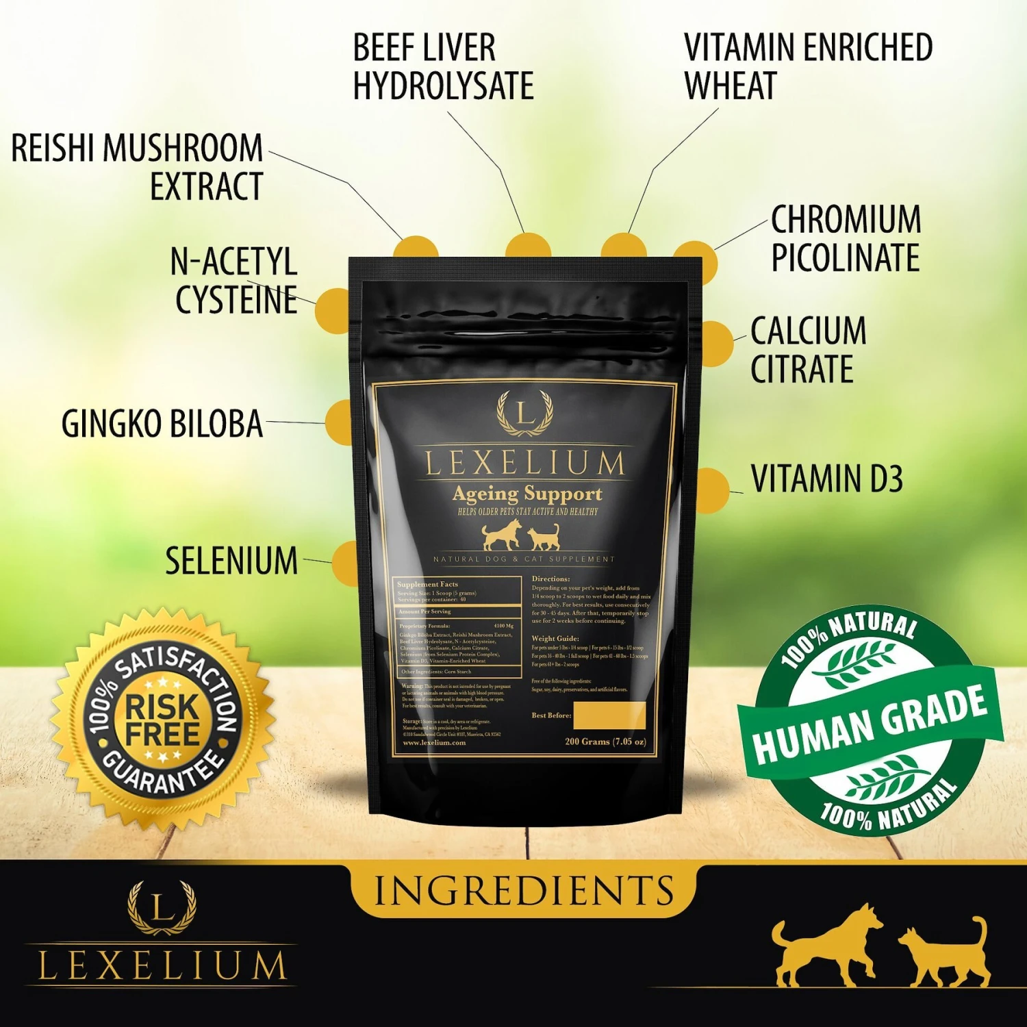 Lexelium Ageing Support Dog & Cat Supplement, 7-oz Bag 3 Lexelium Ageing Support Dog & Cat Supplement, 7-oz Bag - Image 3