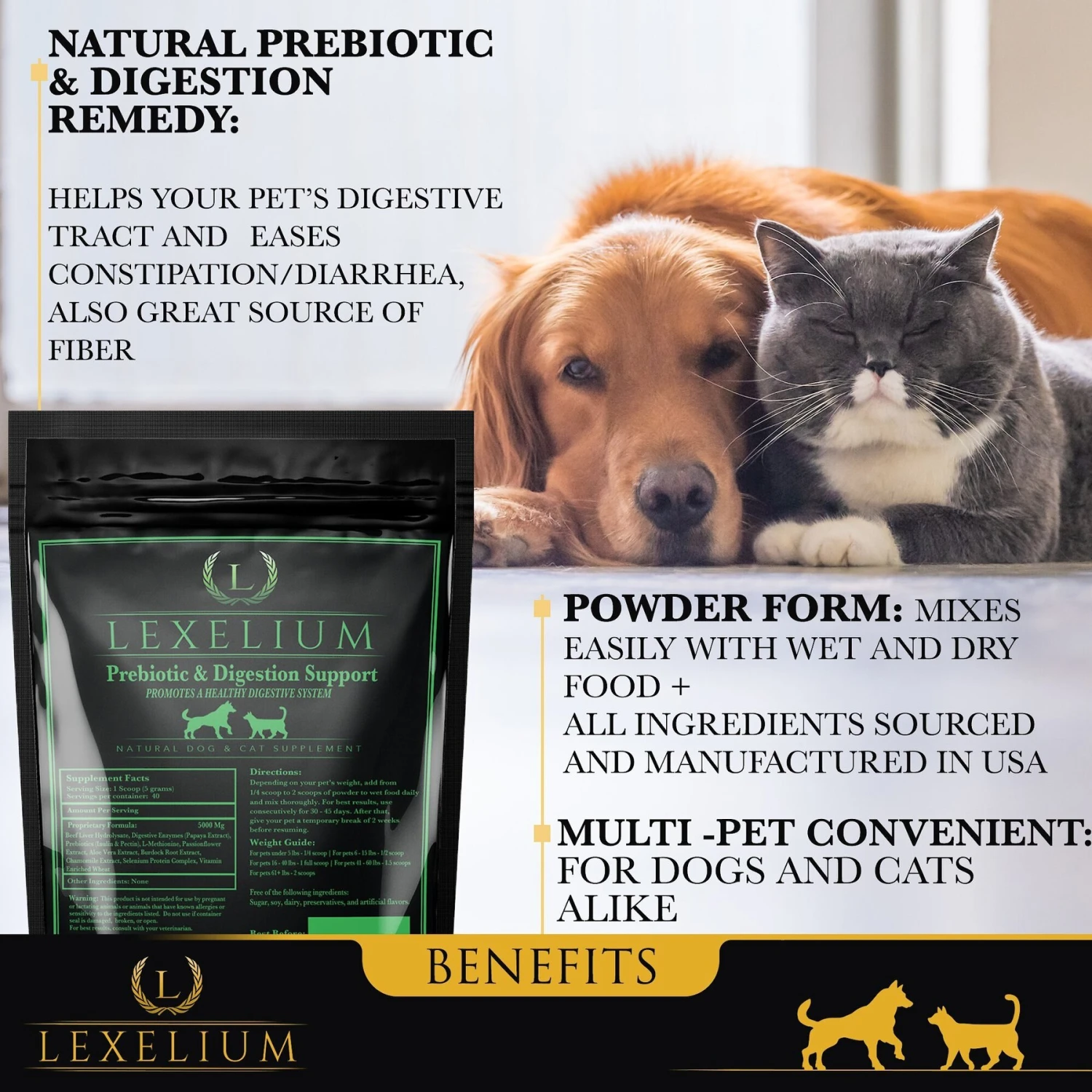 Lexelium Prebiotic & Digestion Support Dog & Cat Supplement, 7-oz Bag 2 Lexelium Prebiotic & Digestion Support Dog & Cat Supplement, 7-oz Bag - Image 2