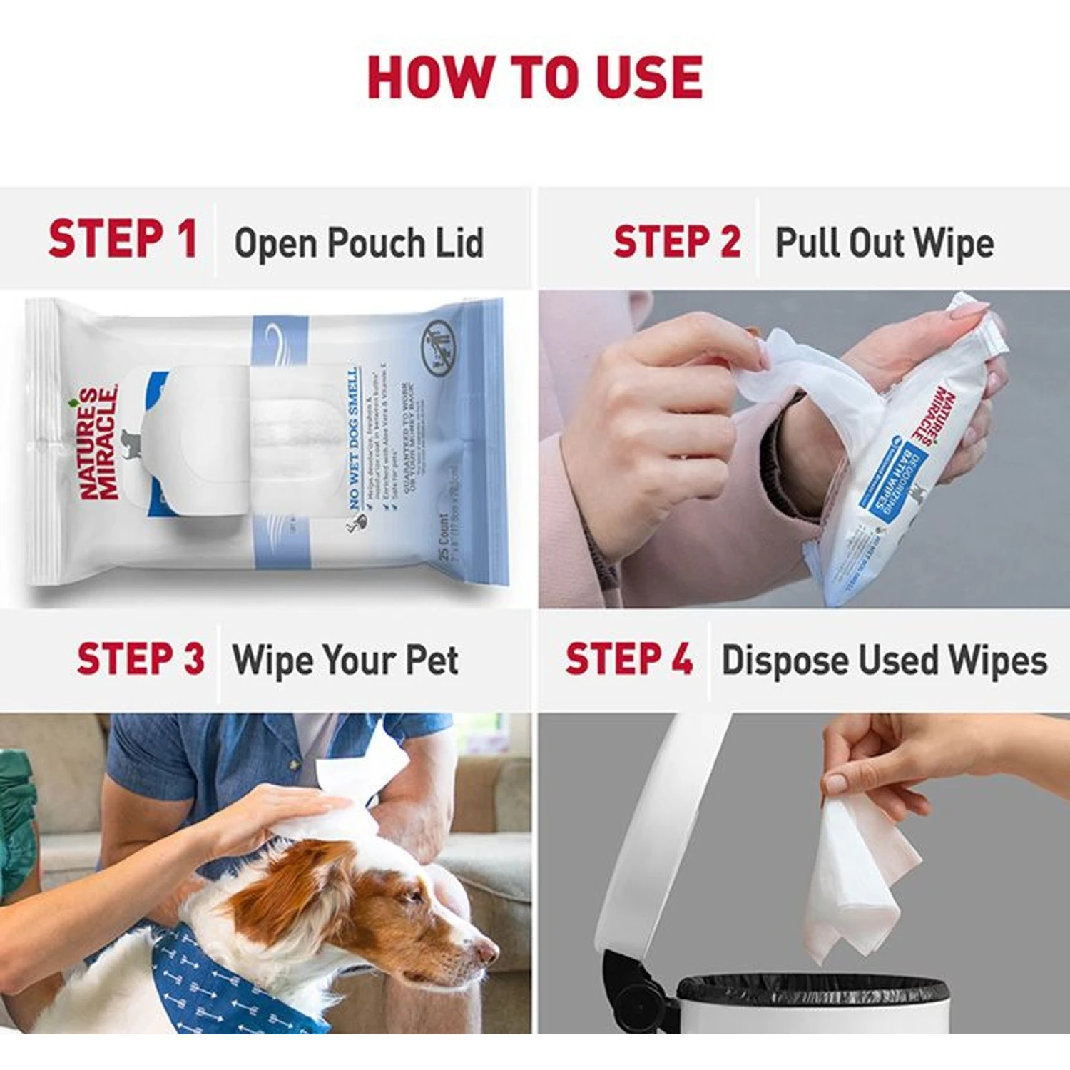 Nature's Miracle Fresh & Clean Deodorizing Dog Bath Wipes 6 Nature's Miracle Fresh & Clean Deodorizing Dog Bath Wipes - Image 6
