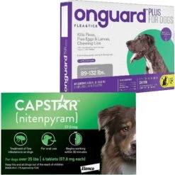 Capstar Flea Oral Treatment For Dogs, Over 25 Lbs & Onguard Plus Flea & Tick Spot Treatment For Dogs, 89-132 Lbs