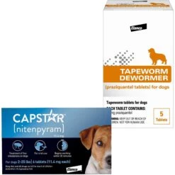 Capstar Flea Oral Treatment For Dogs, 2-25 Lbs & Elanco Dewormer For Tapeworms For Dogs