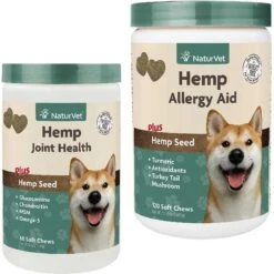 NaturVet Hemp Soft Chews Joint Supplement For Dogs & NaturVet Hemp Soft Chews Allergy Supplement For Dogs