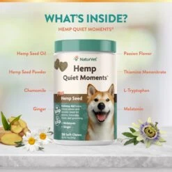 NaturVet Hemp Quiet Moments Soft Chews Calming Supplement For Dogs & NaturVet Hemp Soft Chews Joint Supplement For Dogs -Pet Wellness 298284 PT2. AC SS1800 V1675892327