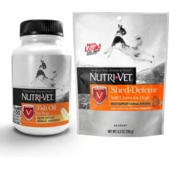 Nutri-Vet Fish Oil Softgels Skin & Coat Supplement For Dogs & Nutri-Vet Shed Defense Seafood & Fish Flavored Soft Chews Skin & Coat Supplement For Dogs
