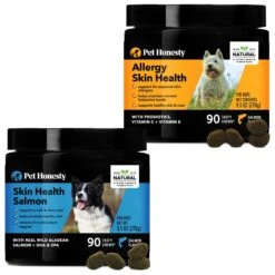 PetHonesty Allergy Skin Health Salmon Flavored Soft Chews Skin & Coat Supplement For Dogs & PetHonesty Skin Health Salmon Salmon Flavored Soft Chews Skin & Coat Supplement For Dogs