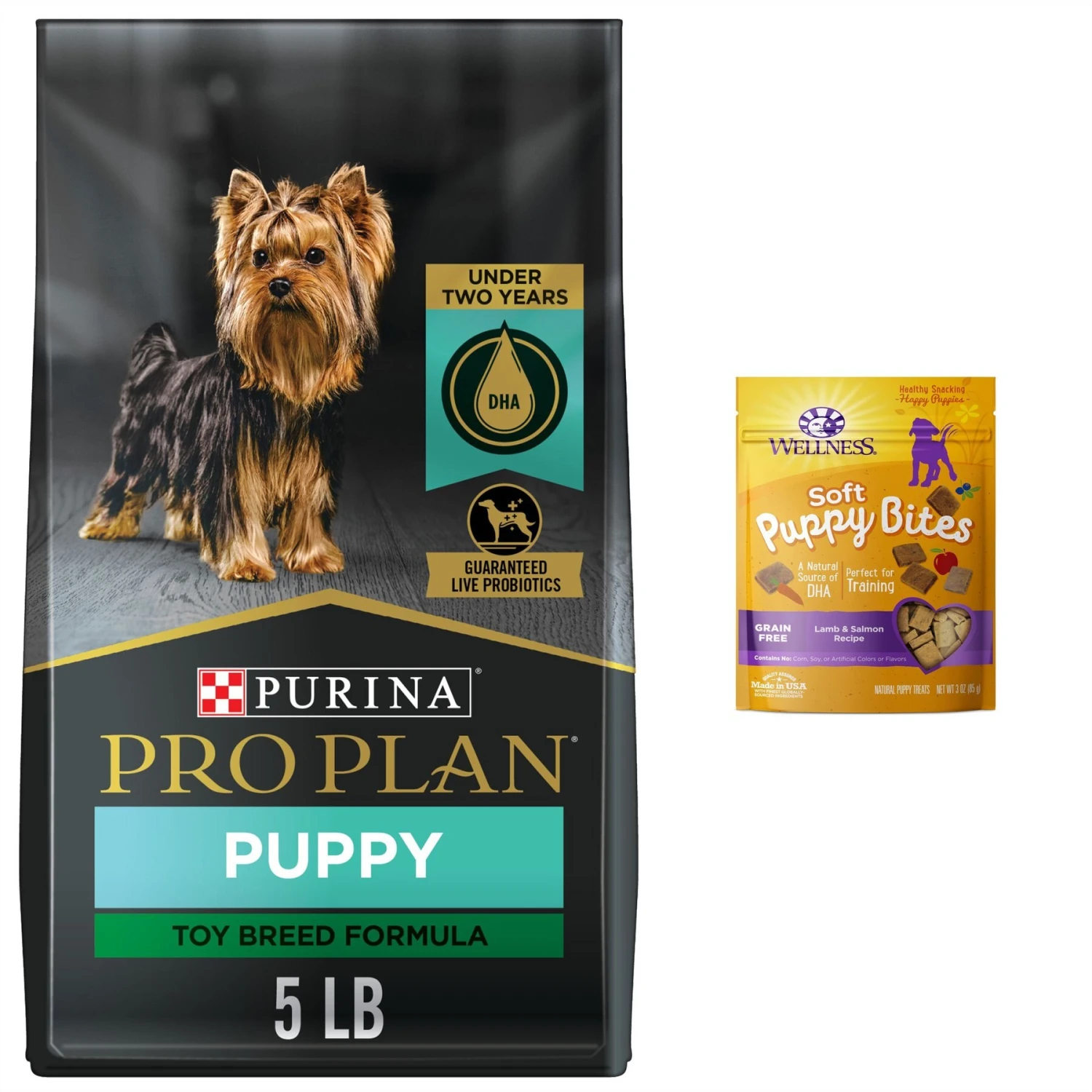 Purina Pro Plan Puppy Toy Breed Chicken & Rice Formula Dry Dog Food & Wellness Soft Puppy Bites Lamb & Salmon Recipe Grain-Free Natural Dog Treats 1 Purina Pro Plan Puppy Toy Breed Chicken & Rice Formula Dry Dog Food & Wellness Soft Puppy Bites Lamb & Salmon Recipe Grain-Free Natural Dog Treats