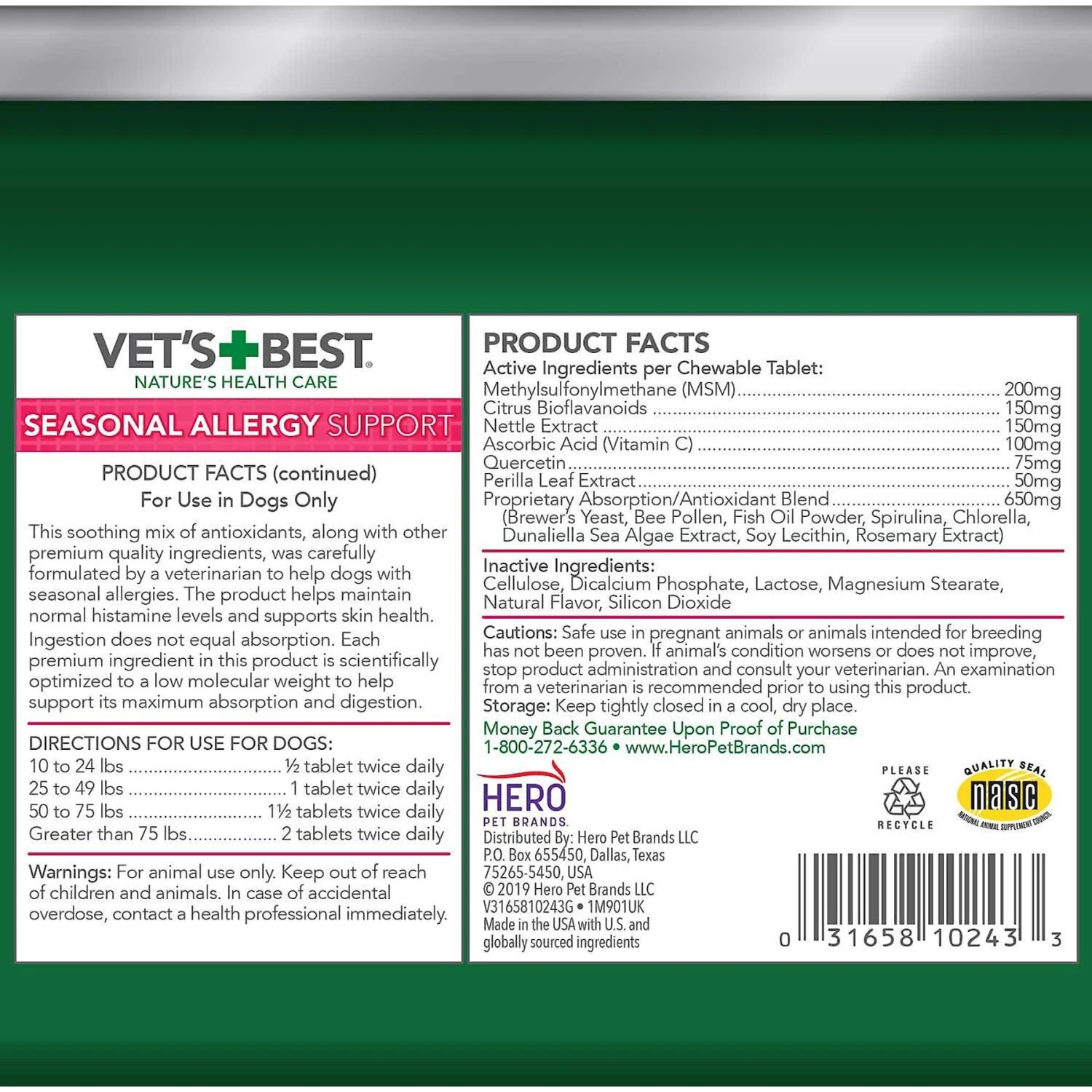 Vet's Best Chicken Flavored Soft Chews Allergy Supplement For Dogs & Vet's Best Chewable Tablets Allergy Supplement For Dogs 7 Vet's Best Chicken Flavored Soft Chews Allergy Supplement For Dogs & Vet's Best Chewable Tablets Allergy Supplement For Dogs - Image 7