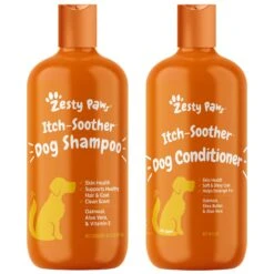 Zesty Paws Itch Soother Dog Shampoo With Oatmeal & Aloe Vera, For Skin Moisture & Shiny Coats & Zesty Paws Itch Soother Dog Conditioner With Oatmeal & Aloe Vera, For Skin Moisture & Shiny Coats