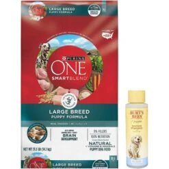Purina ONE +Plus Natural Large Breed Formula Dry Puppy Food & Burt's Bees Tearless Puppy Shampoo With Buttermilk For Dogs