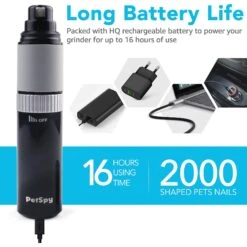 PetSpy Rechargeable Dog & Cat Nail Grinder -Pet Wellness 305076 PT2. AC SS1800 V1622853849