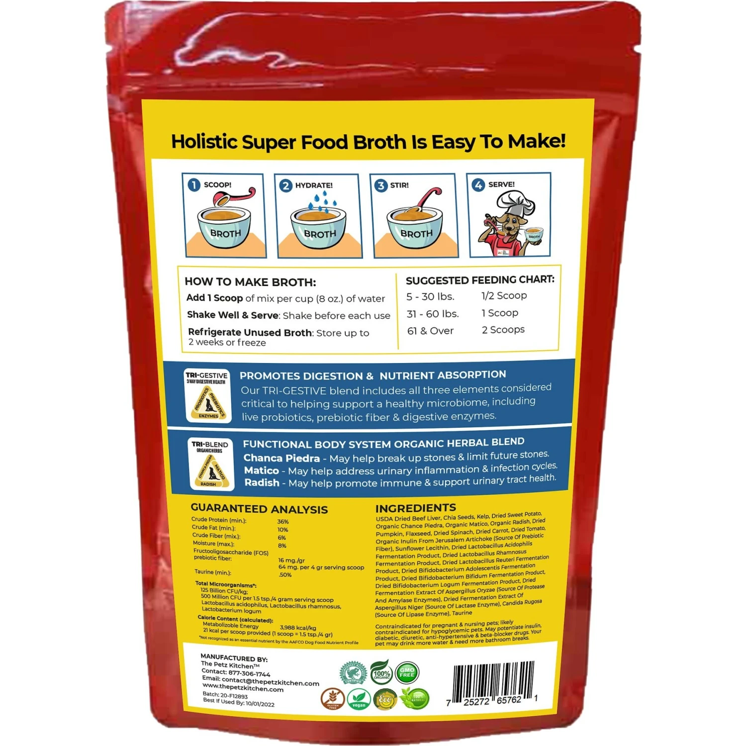 The Petz Kitchen Holistic Super Food Broth Stone Breaker Support Beef Flavor Concentrate Powder Dog & Cat Supplement, 4.5-oz Bag 2 The Petz Kitchen Holistic Super Food Broth Stone Breaker Support Beef Flavor Concentrate Powder Dog & Cat Supplement, 4.5-oz Bag - Image 2