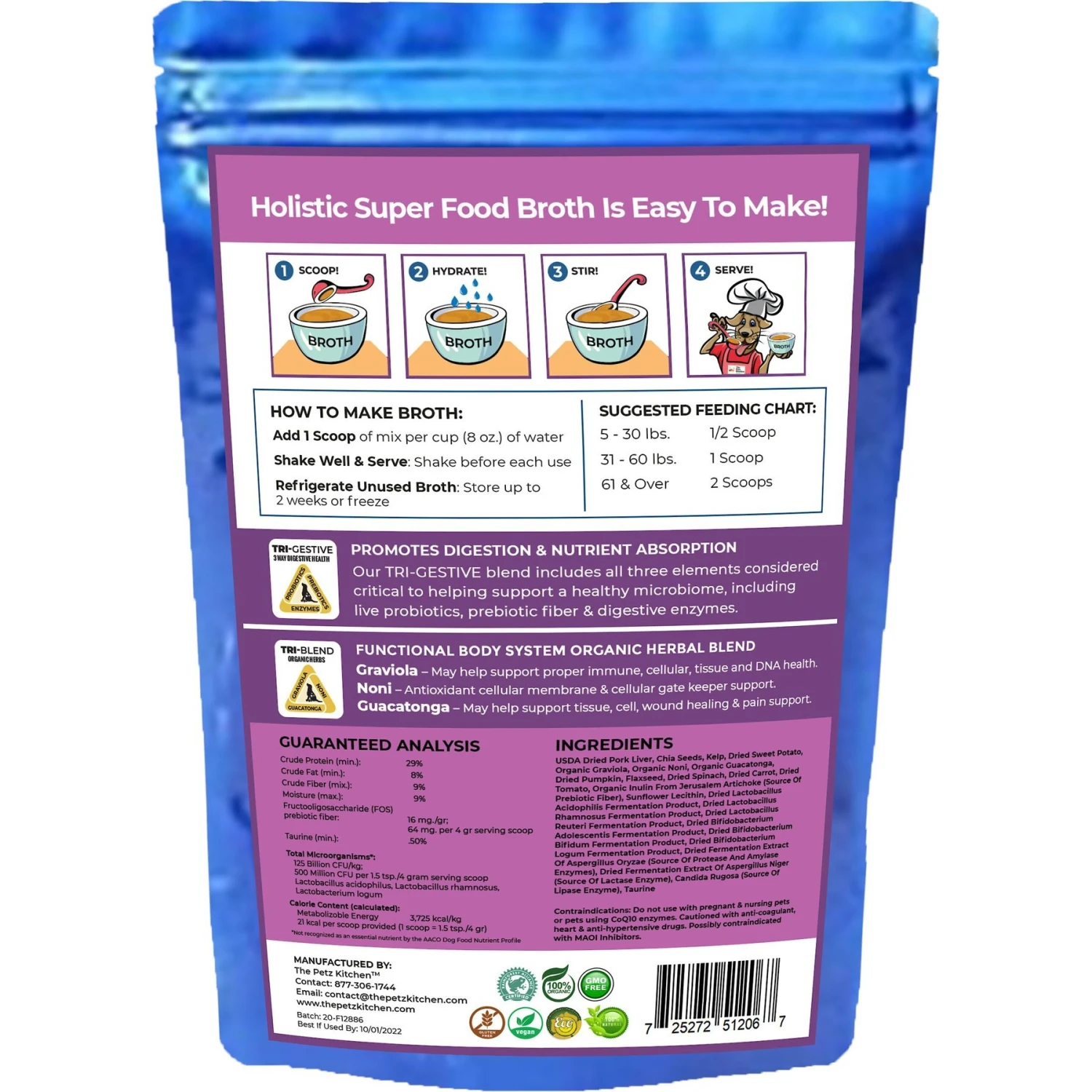 The Petz Kitchen Holistic Super Food Broth Tissue & Cell Support Pork Flavor Concentrate Powder Dog & Cat Supplement, 4.5-oz Bag 2 The Petz Kitchen Holistic Super Food Broth Tissue & Cell Support Pork Flavor Concentrate Powder Dog & Cat Supplement, 4.5-oz Bag - Image 2