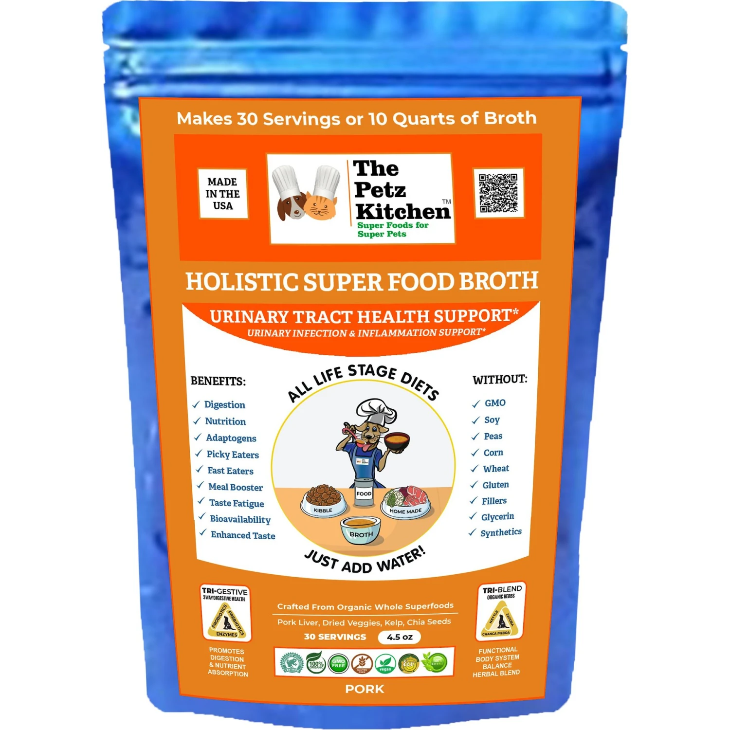 The Petz Kitchen Holistic Super Food Broth Urinary Track Health Support Pork Flavor Concentrate Powder Dog & Cat Supplement 1 The Petz Kitchen Holistic Super Food Broth Urinary Track Health Support Pork Flavor Concentrate Powder Dog & Cat Supplement