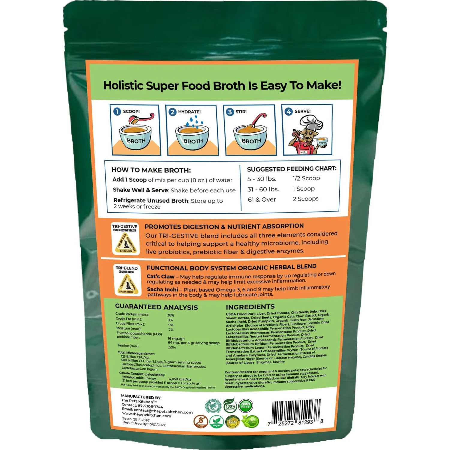 The Petz Kitchen Holistic Superfood Broth Pork Flavor Powder Immune Supplement For Dogs & Cats, 4.5-oz Bag 2 The Petz Kitchen Holistic Superfood Broth Pork Flavor Powder Immune Supplement For Dogs & Cats, 4.5-oz Bag - Image 2