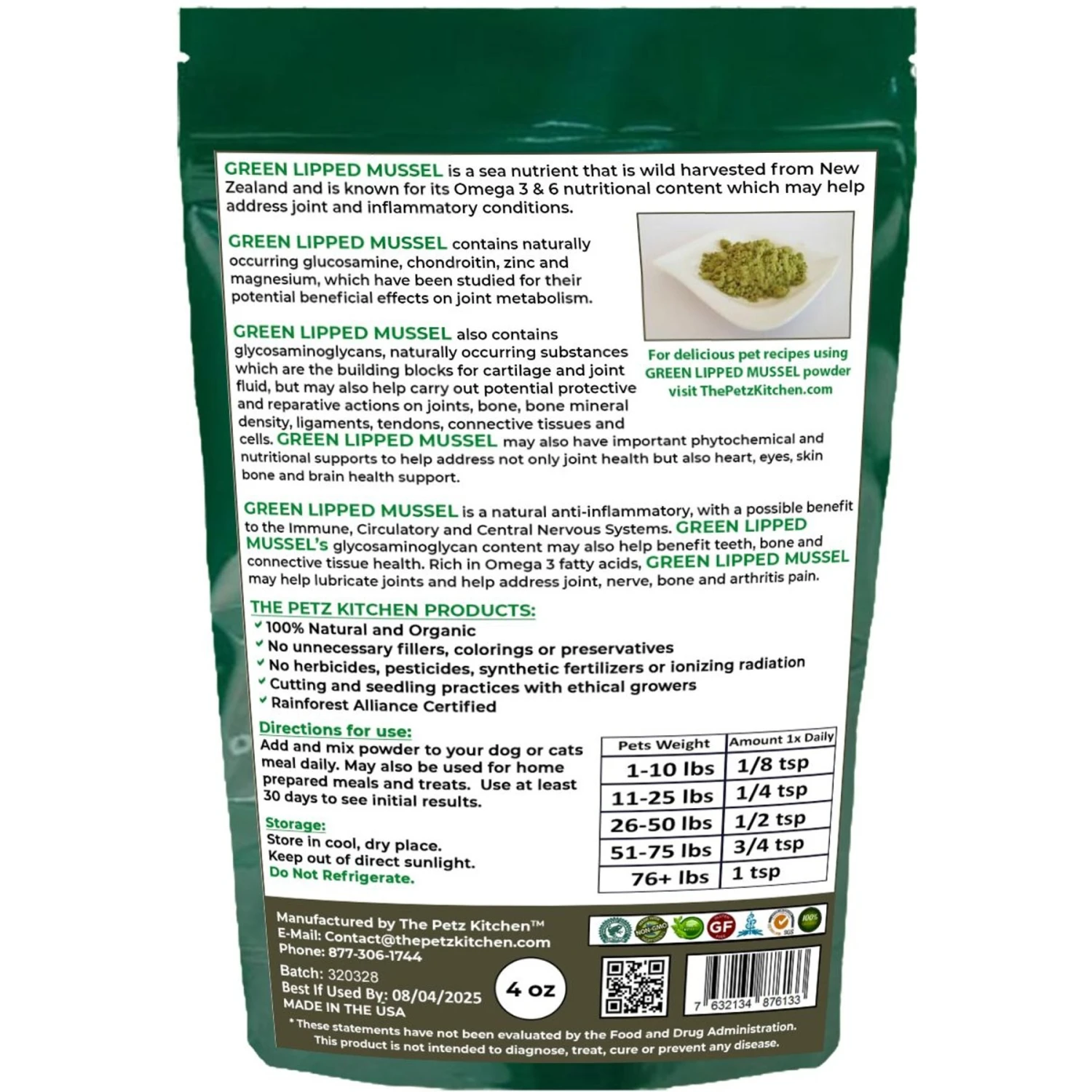 The Petz Kitchen Green Lipped Mussel Omega 3 & 6 Joint & Inflammation Support Dog & Cat Supplement 2 The Petz Kitchen Green Lipped Mussel Omega 3 & 6 Joint & Inflammation Support Dog & Cat Supplement - Image 2